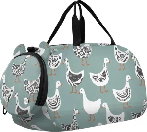 VIGTRO Cute Abstract Cartoon Goose Kids Overnight Travel Duffel Bag Sport Gym Bag for Boys Girls with Shoe Compartment, Carry On Weekender Luggage Bag for Dance Swim Yoga