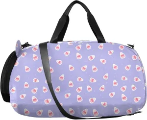VIGTRO Cute Candy Corn Halloween Kids Overnight Travel Duffel Bag Sport Gym Bag for Boys Girls with Shoe Compartment, Carry On Weekender Luggage Bag for Dance Swim Yoga