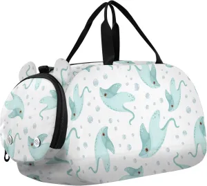 VIGTRO Cute Cartoon Sea Stingrays Kids Overnight Travel Duffel Bag Sport Gym Bag for Boys Girls with Shoe Compartment, Carry On Weekender Luggage Bag for Dance Swim Yoga