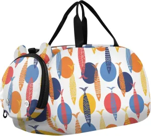 VIGTRO Cute Fish and Polka Dots Kids Overnight Travel Duffel Bag Sport Gym Bag for Boys Girls with Shoe Compartment, Carry On Weekender Luggage Bag for Dance Swim Yoga