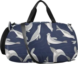 VIGTRO Cute Seal Cartoon Animal Kids Overnight Travel Duffel Bag Sport Gym Bag for Boys Girls with Shoe Compartment, Carry On Weekender Luggage Bag for Dance Swim Yoga
