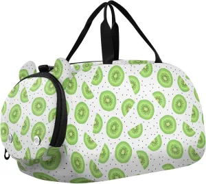 VIGTRO Cute Sweet Kiwifruit Kids Overnight Travel Duffel Bag Sport Gym Bag for Boys Girls with Shoe Compartment, Carry On Weekender Luggage Bag for Dance Swim Yoga