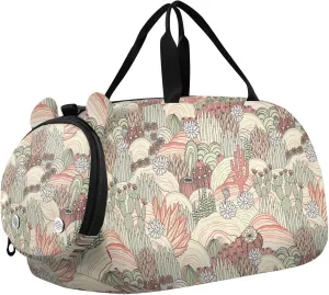 VIGTRO Floral Landscape Cacti Succulents Kids Overnight Travel Duffel Bag Sport Gym Bag for Boys Girls with Shoe Compartment, Carry On Weekender Luggage Bag for Dance Swim Yoga