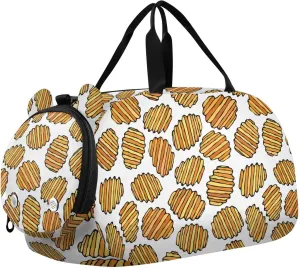VIGTRO Food Potato Chips Pattern Kids Overnight Travel Duffel Bag Sport Gym Bag for Boys Girls with Shoe Compartment, Carry On Weekender Luggage Bag for Dance Swim Yoga