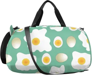 VIGTRO Funny Omelets Eggs Kids Overnight Travel Duffel Bag Sport Gym Bag for Boys Girls with Shoe Compartment, Carry On Weekender Luggage Bag for Dance Swim Yoga