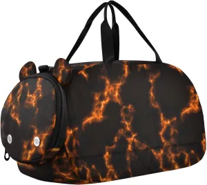 VIGTRO Molten Lava Texture Kids Overnight Travel Duffel Bag Sport Gym Bag for Boys Girls with Shoe Compartment, Carry On Weekender Luggage Bag for Dance Swim Yoga
