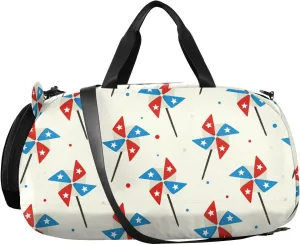 VIGTRO Pinwheels Usa Independence Day Kids Overnight Travel Duffel Bag Sport Gym Bag for Boys Girls with Shoe Compartment, Carry On Weekender Luggage Bag for Dance Swim Yoga