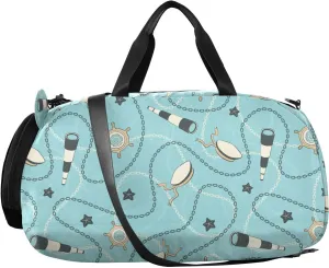 VIGTRO Sea Sailor Voyage Pattern Kids Overnight Travel Duffel Bag Sport Gym Bag for Boys Girls with Shoe Compartment, Carry On Weekender Luggage Bag for Dance Swim Yoga
