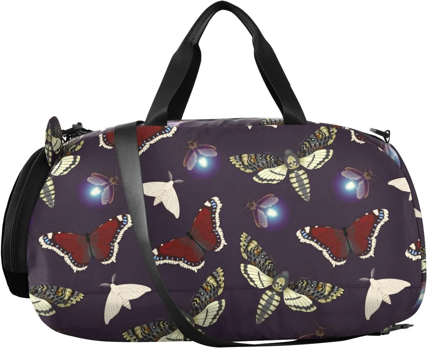 VIGTRO Shine Moths Butterfly Kids Overnight Travel Duffel Bag Sport Gym Bag for Boys Girls with Shoe Compartment, Carry On Weekender Luggage Bag for Dance Swim Yoga