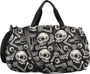 VIGTRO Skull Eyeball Hands Bones Kids Overnight Travel Duffel Bag Sport Gym Bag for Boys Girls with Shoe Compartment, Carry On Weekender Luggage Bag for Dance Swim Yoga