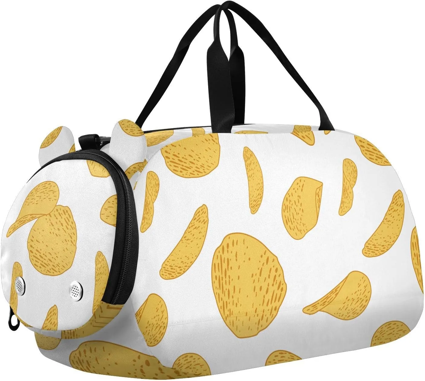 VIGTRO Slice Potato Chips Pattern Kids Overnight Travel Duffel Bag Sport Gym Bag for Boys Girls with Shoe Compartment, Carry On Weekender Luggage Bag for Dance Swim Yoga