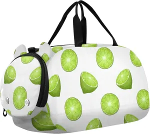 VIGTRO Sliced Limes Kids Overnight Travel Duffel Bag Sport Gym Bag for Boys Girls with Shoe Compartment, Carry On Weekender Luggage Bag for Dance Swim Yoga