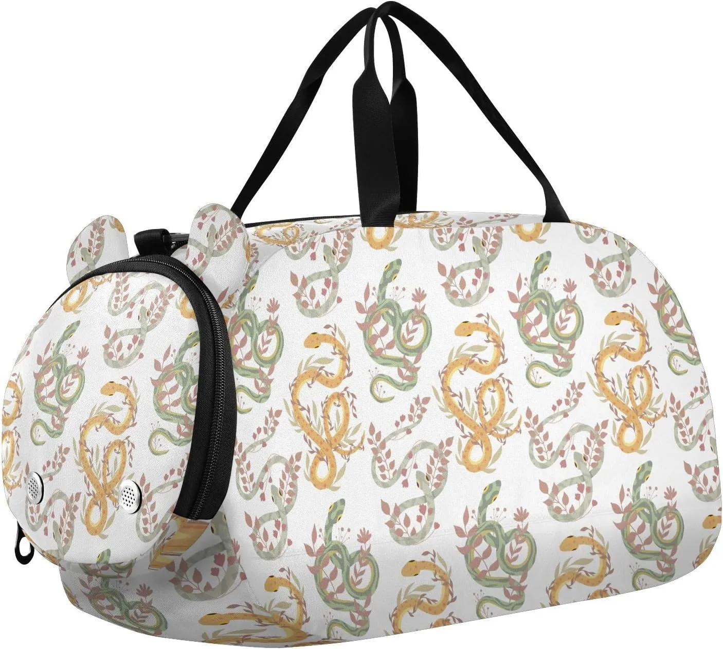 VIGTRO Snakes Stems White Background Kids Overnight Travel Duffel Bag Sport Gym Bag for Boys Girls with Shoe Compartment, Carry On Weekender Luggage Bag for Dance Swim Yoga