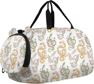 VIGTRO Snakes Stems White Background Kids Overnight Travel Duffel Bag Sport Gym Bag for Boys Girls with Shoe Compartment, Carry On Weekender Luggage Bag for Dance Swim Yoga