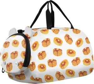 VIGTRO Sweet Butter and Maple Syrup Kids Overnight Travel Duffel Bag Sport Gym Bag for Boys Girls with Shoe Compartment, Carry On Weekender Luggage Bag for Dance Swim Yoga