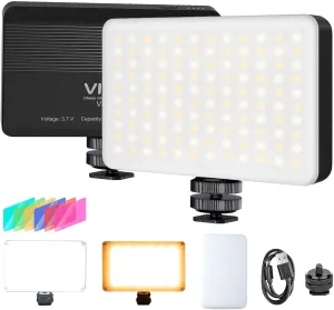 VIJIM VL120 LED on Camera Video Light,Mini Bi-Color Portable Photography Lighting w 6 Color Filters, 3100mAh Rechargeable CRI 95  3200K-6500K Dimmable LED Panel Light for DSLR Camera
