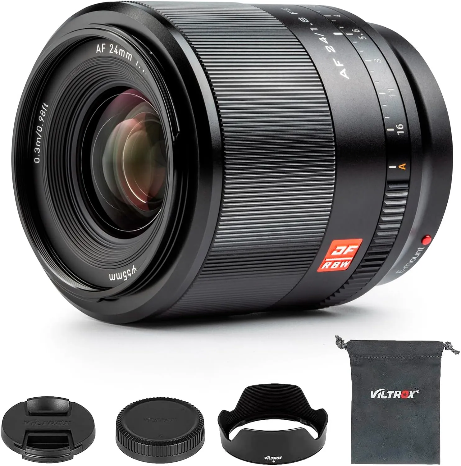 VILTROX 24mm F1.8 f/1.8 FE Full-Frame Wide-Angle Prime Autofocus Lens for Sony E-Mount Camera a7R4 A7III A7S2 A5100 A6600 A6500 A6400 A6300 A6000 A7RIV A7RIII A7SIII A7III A7RII A7II A7S A7R A7 Black