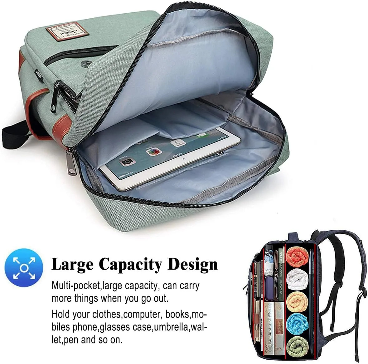 Vintage Laptop Backpack Gift for Women Men, School College Slim Backpack Fits 15.6 inch Macbook Green