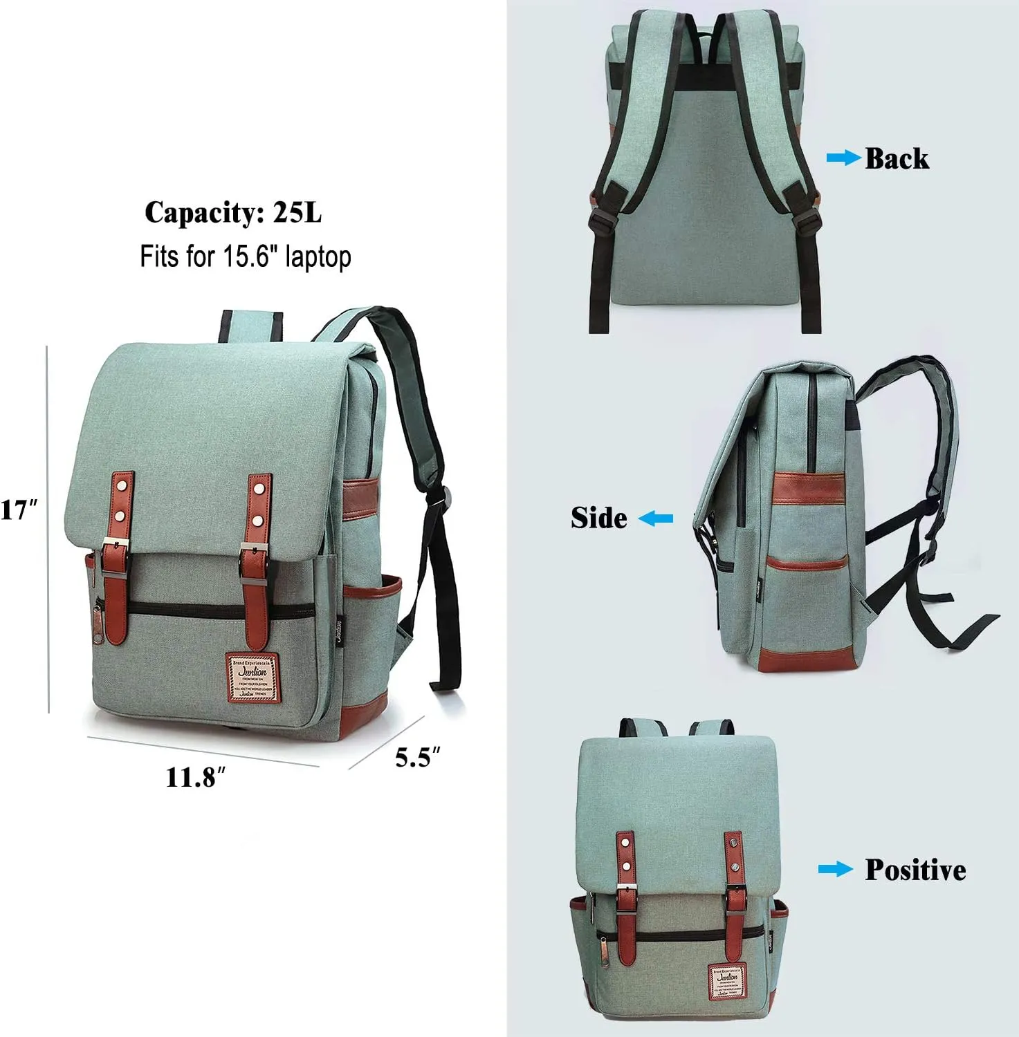 Vintage Laptop Backpack Gift for Women Men, School College Slim Backpack Fits 15.6 inch Macbook Green