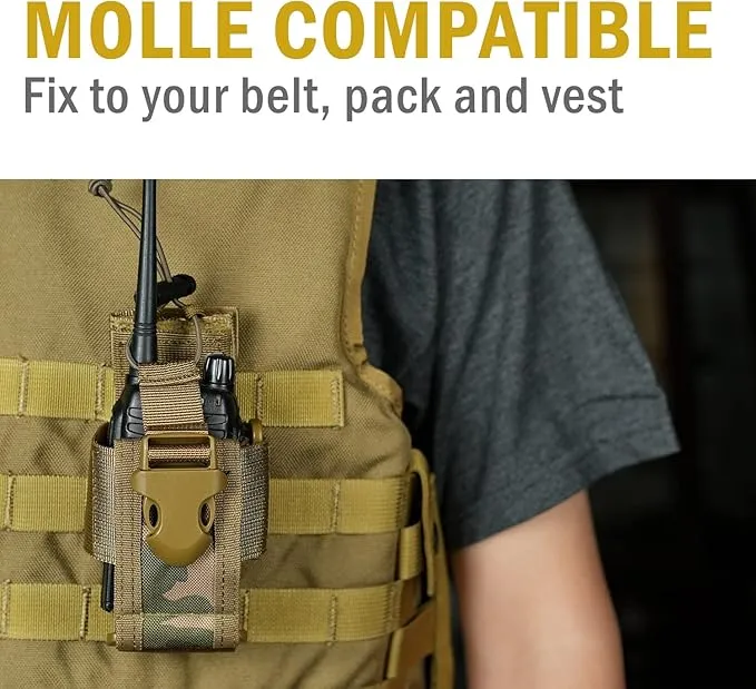 VIPERADE Radio Holster, MOLLE Radio Pouch for Vest, Universal Walkie Talkie Holster Radio Holder for Duty Belt, Police Radio Holder Tactical Radio Pouch for Baofeng, Motorola