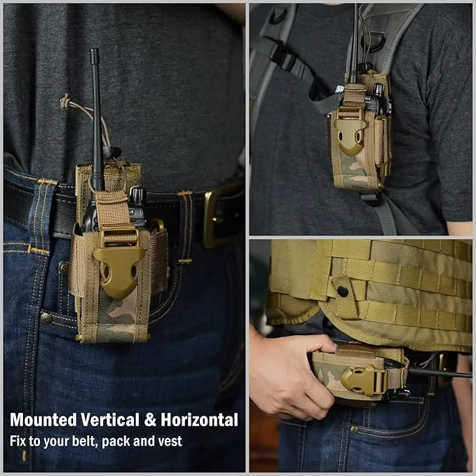 VIPERADE Radio Holster, MOLLE Radio Pouch for Vest, Universal Walkie Talkie Holster Radio Holder for Duty Belt, Police Radio Holder Tactical Radio Pouch for Baofeng, Motorola