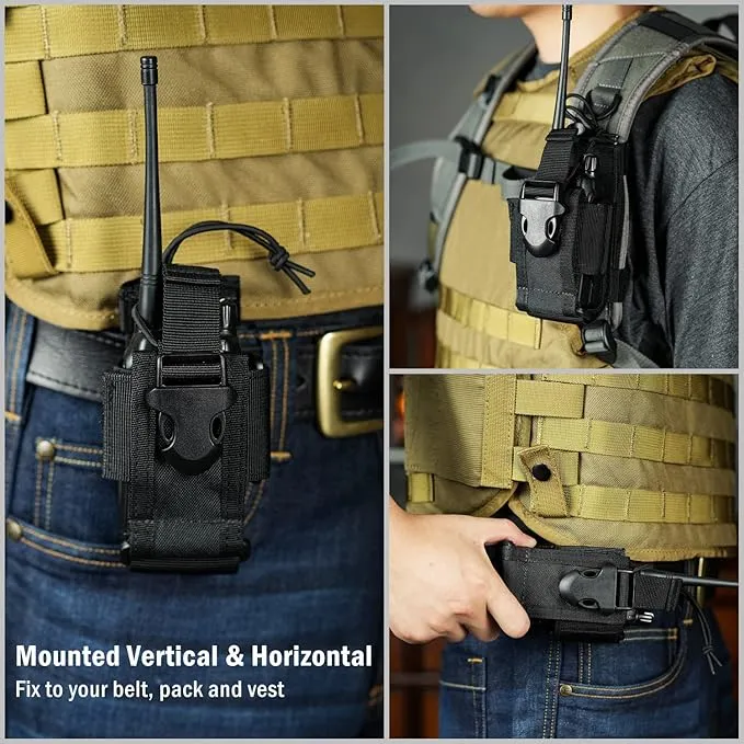 VIPERADE Radio Holster, MOLLE Radio Pouch for Vest, Universal Walkie Talkie Holster Radio Holder for Duty Belt, Police Radio Holder Tactical Radio Pouch for Baofeng, Motorola