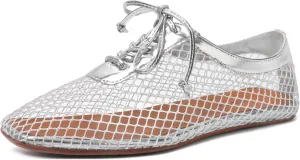 vivianly Mesh Ballet Flats Shoes for Women Flats Comfortable Dressy Round Toe Mesh Flats Fishnet Mary Jane Flats for Events Party Leisure
