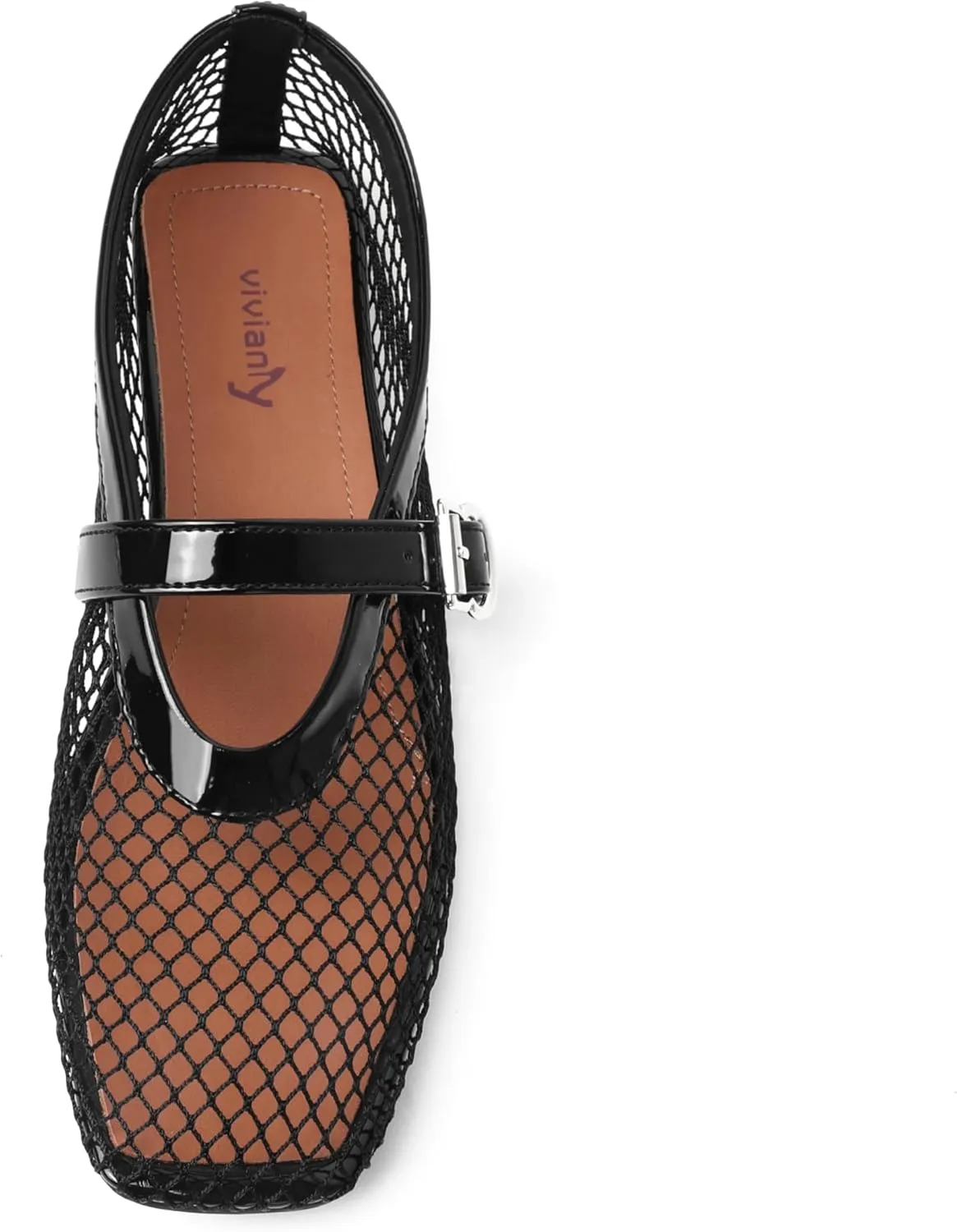 vivianly Mesh Ballet Flats Shoes for Women Flats Comfortable Dressy Round Toe Mesh Flats Fishnet Mary Jane Flats for Events Party Leisure