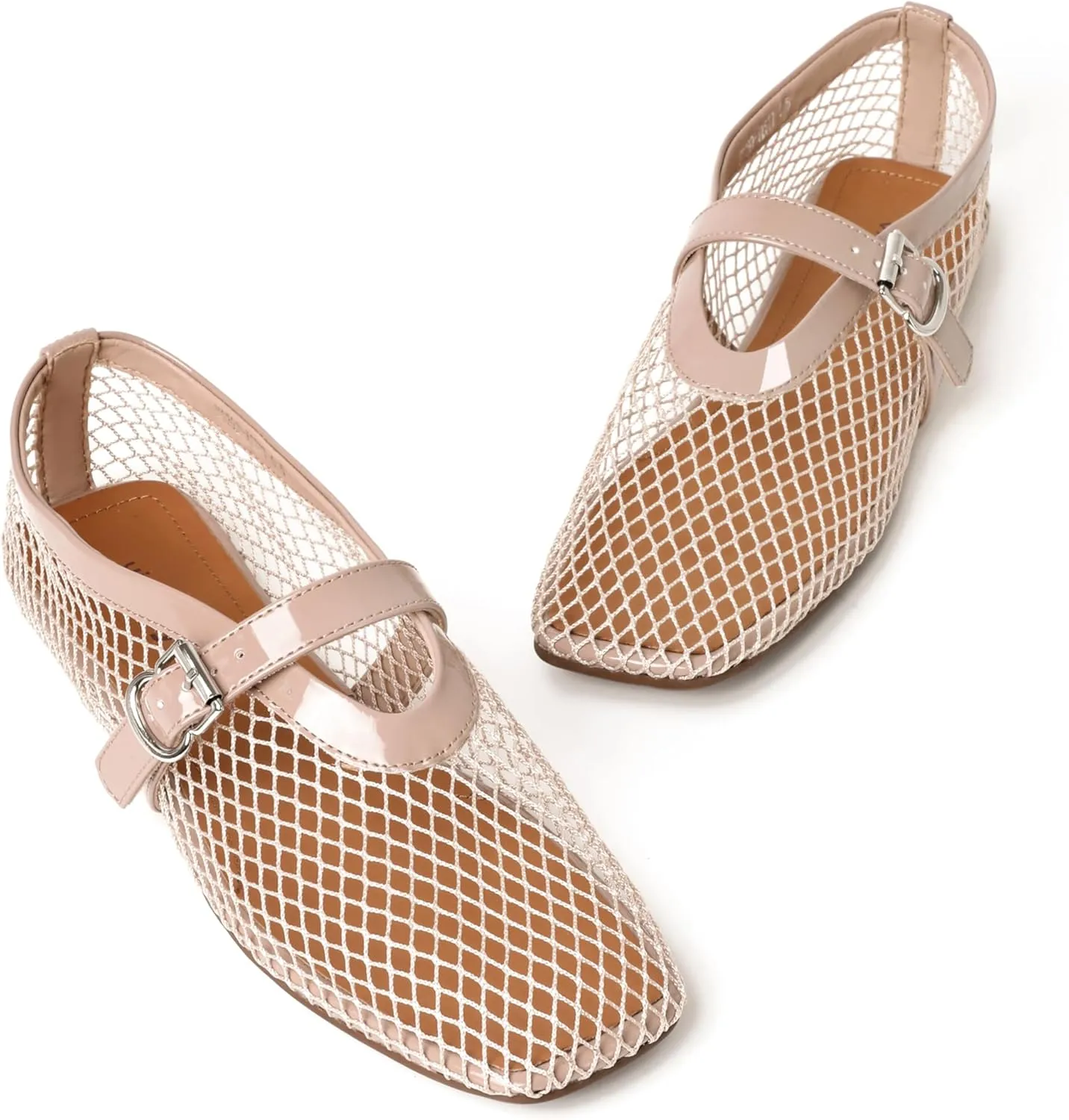 vivianly Mesh Ballet Flats Shoes for Women Flats Comfortable Dressy Round Toe Mesh Flats Fishnet Mary Jane Flats for Events Party Leisure