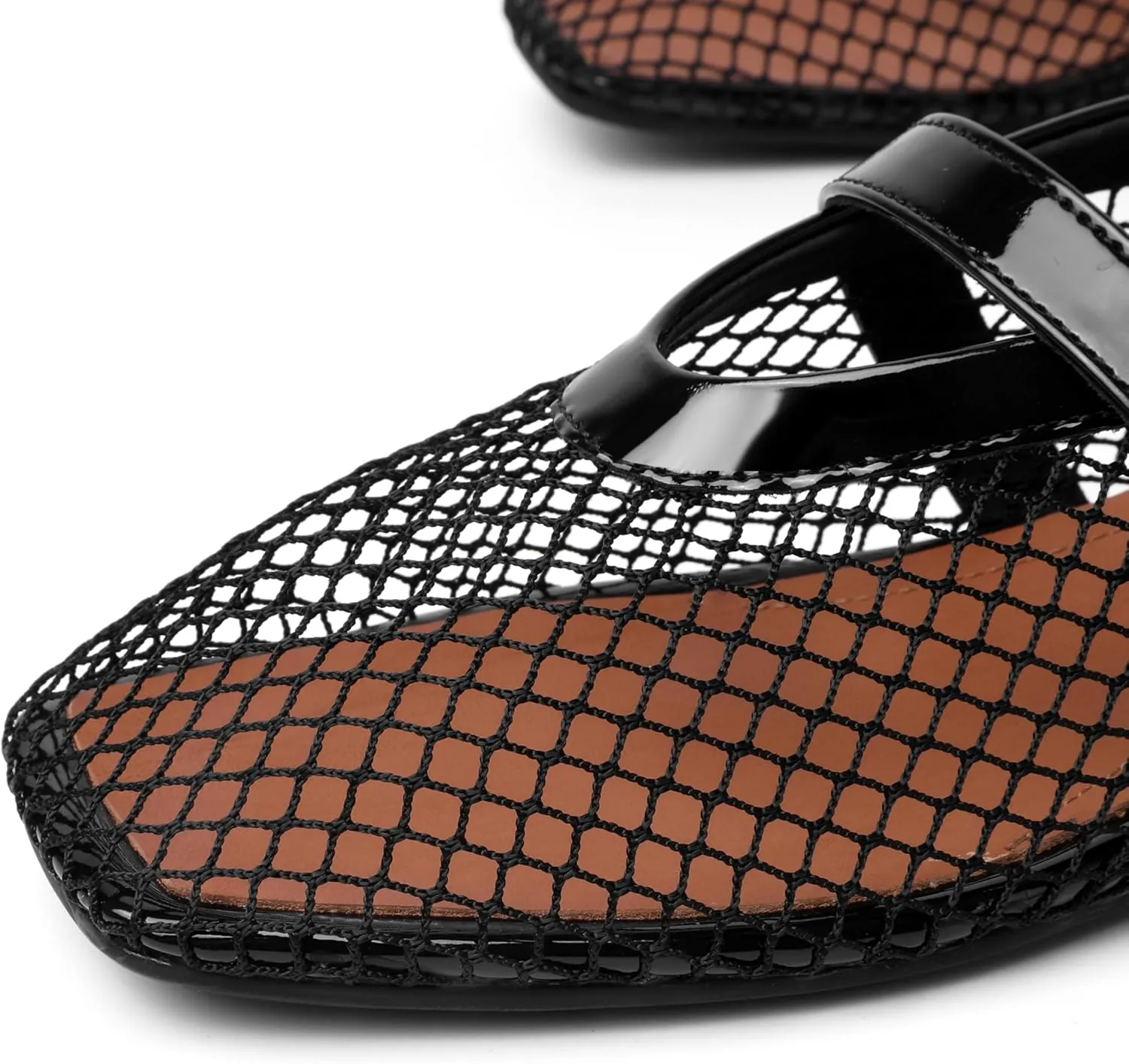 vivianly Mesh Ballet Flats Shoes for Women Flats Comfortable Dressy Round Toe Mesh Flats Fishnet Mary Jane Flats for Events Party Leisure