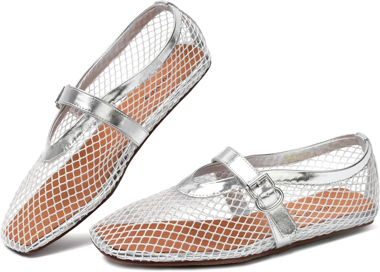 vivianly Mesh Ballet Flats Shoes for Women Flats Comfortable Dressy Round Toe Mesh Flats Fishnet Mary Jane Flats for Events Party Leisure