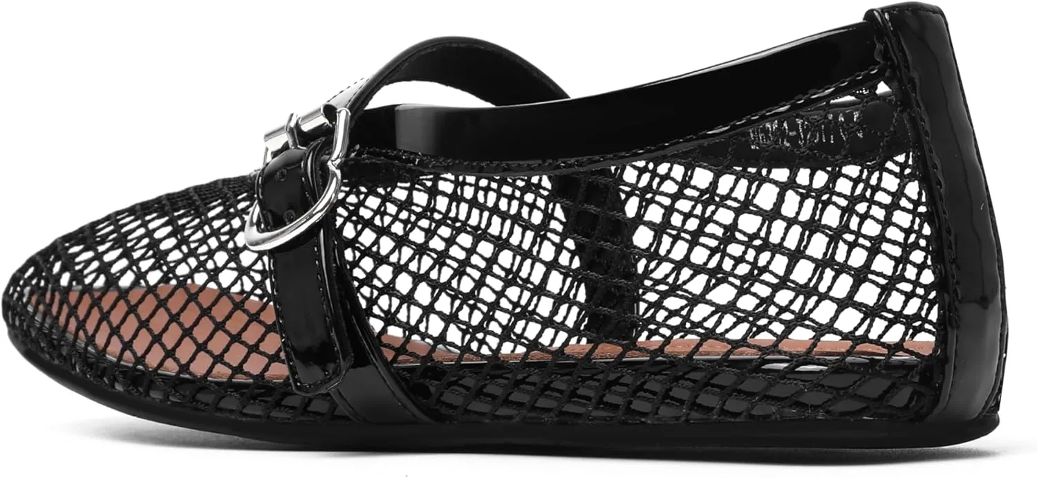 vivianly Mesh Ballet Flats Shoes for Women Flats Comfortable Dressy Round Toe Mesh Flats Fishnet Mary Jane Flats for Events Party Leisure