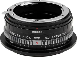 Vizelex ND Throttle Lens Adapter - Compatible with Nikon F Mount G-Type D/SLR Lens to Hasselblad X-System (XCD) Mount Mirrorless Camera with Built-in Variable ND Filter (2 to 8 Stops)