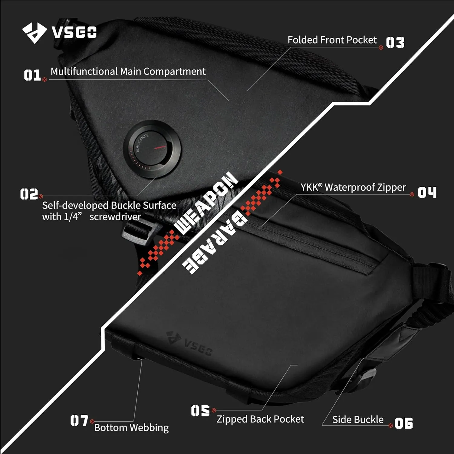 VSGO 4L Camera Sling Bag, Waterproof Chest Crossbody Bag for Men & Women, Fits Mirrorless Cameras, UAV Gear, and Tech Essentials