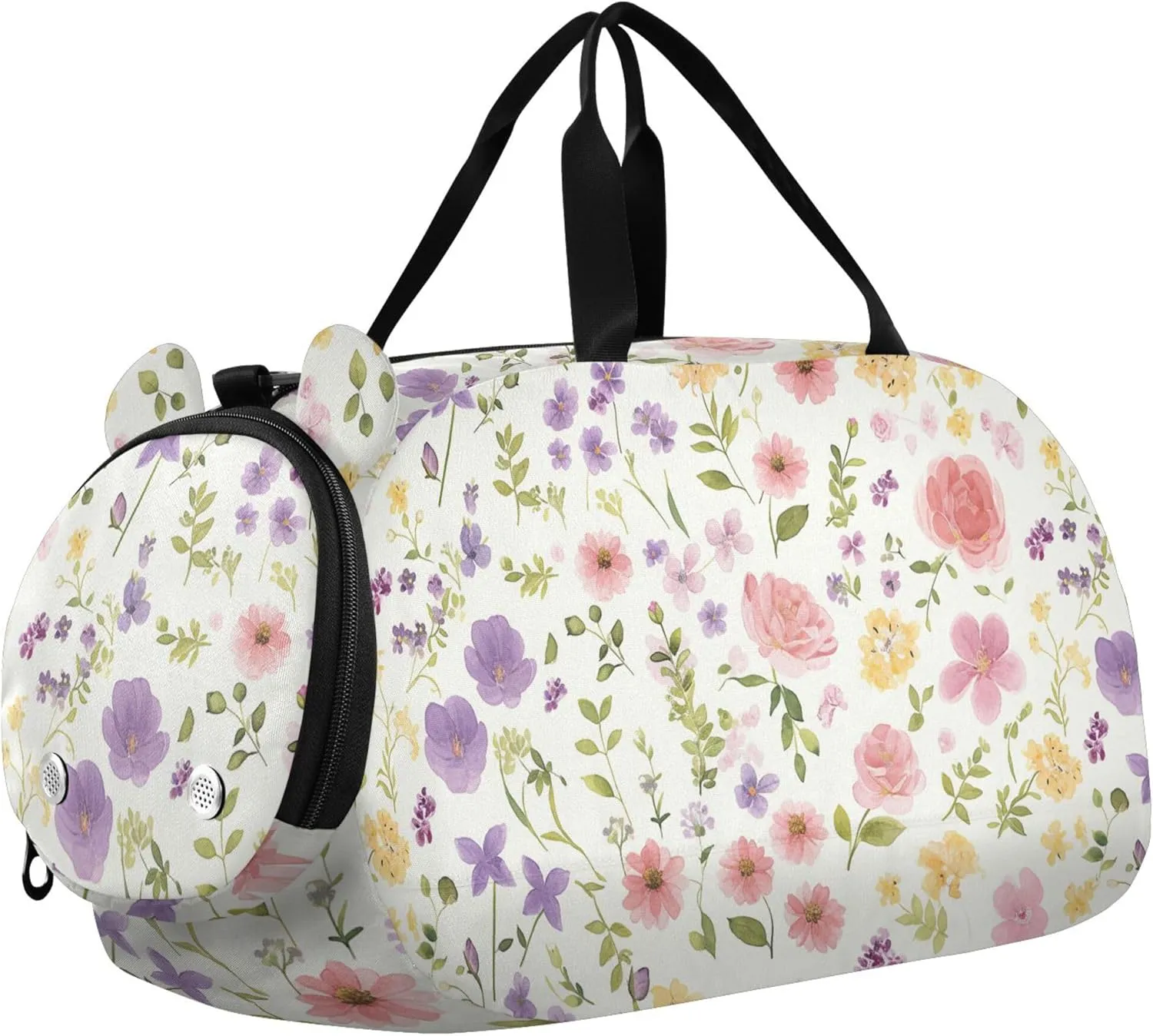 Watercolor Flowers Spring Boy's Gym Duffel Bag with Shoes Compartment Large Capacity Gymnastics Sports Bag for Travel, Sports, Duffel, Weekender