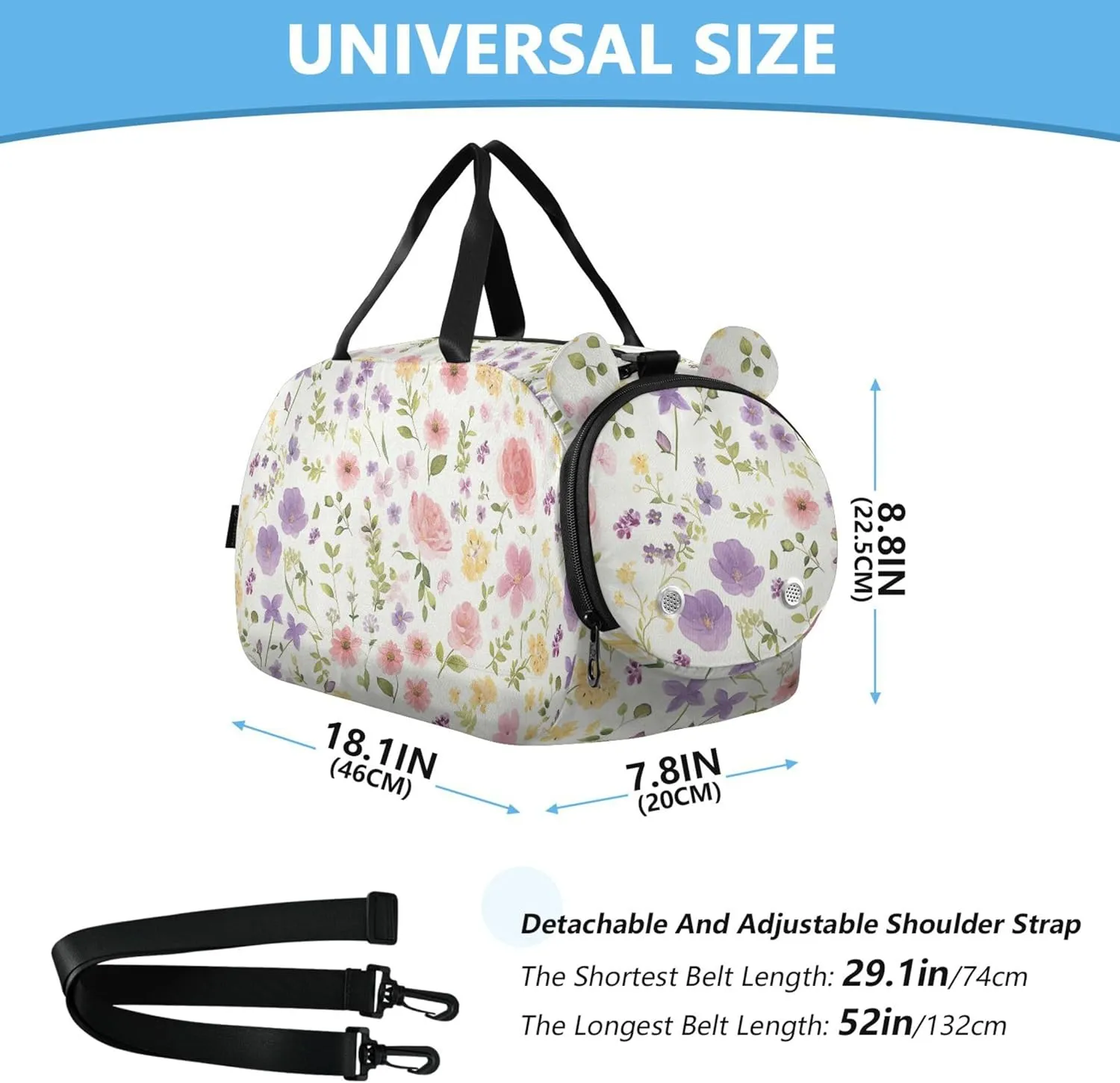 Watercolor Flowers Spring Boy's Gym Duffel Bag with Shoes Compartment Large Capacity Gymnastics Sports Bag for Travel, Sports, Duffel, Weekender