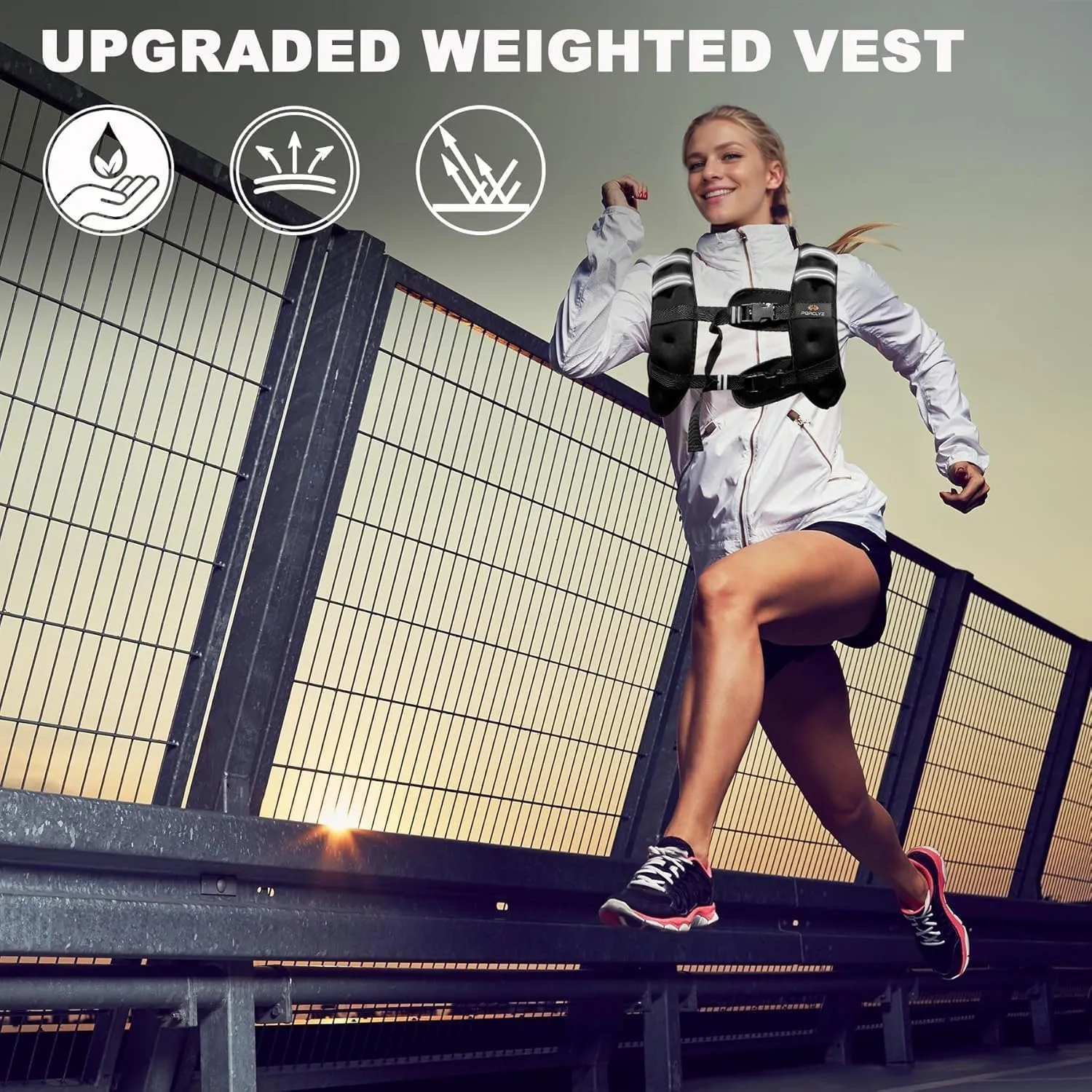 Weighted Vest Weighed Vest Women Men Kids, 8lb/12lb/16lb/20lb Body Weight Vest with Reflective Stripe, Adjustable Weighted Vest for Strength Training, Running, Walking, Workout, Jogging