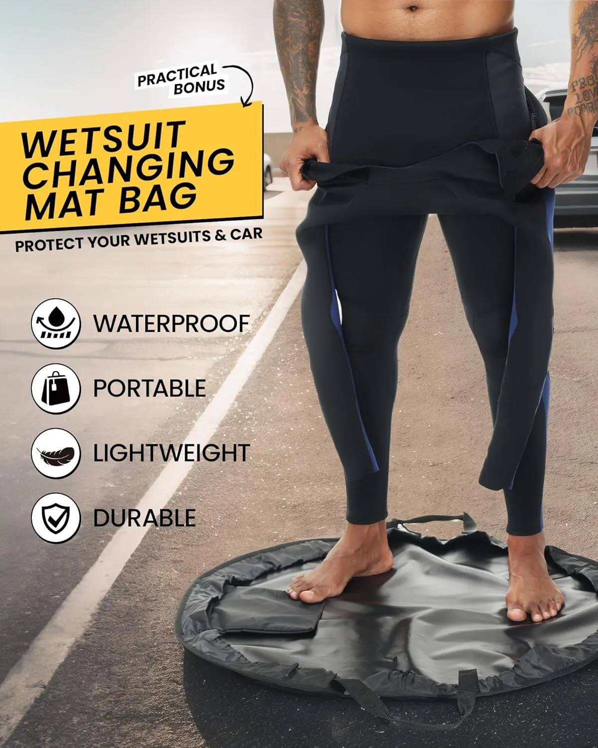 Wetsuits with Waterproof Changing Mat Bag, Upgrade CR Neoprene 3/2mm Full Suits, Ideal Thermal Diving Suit in Cold Water, Back Zip for Surfing Snorkeling Diving Swimming