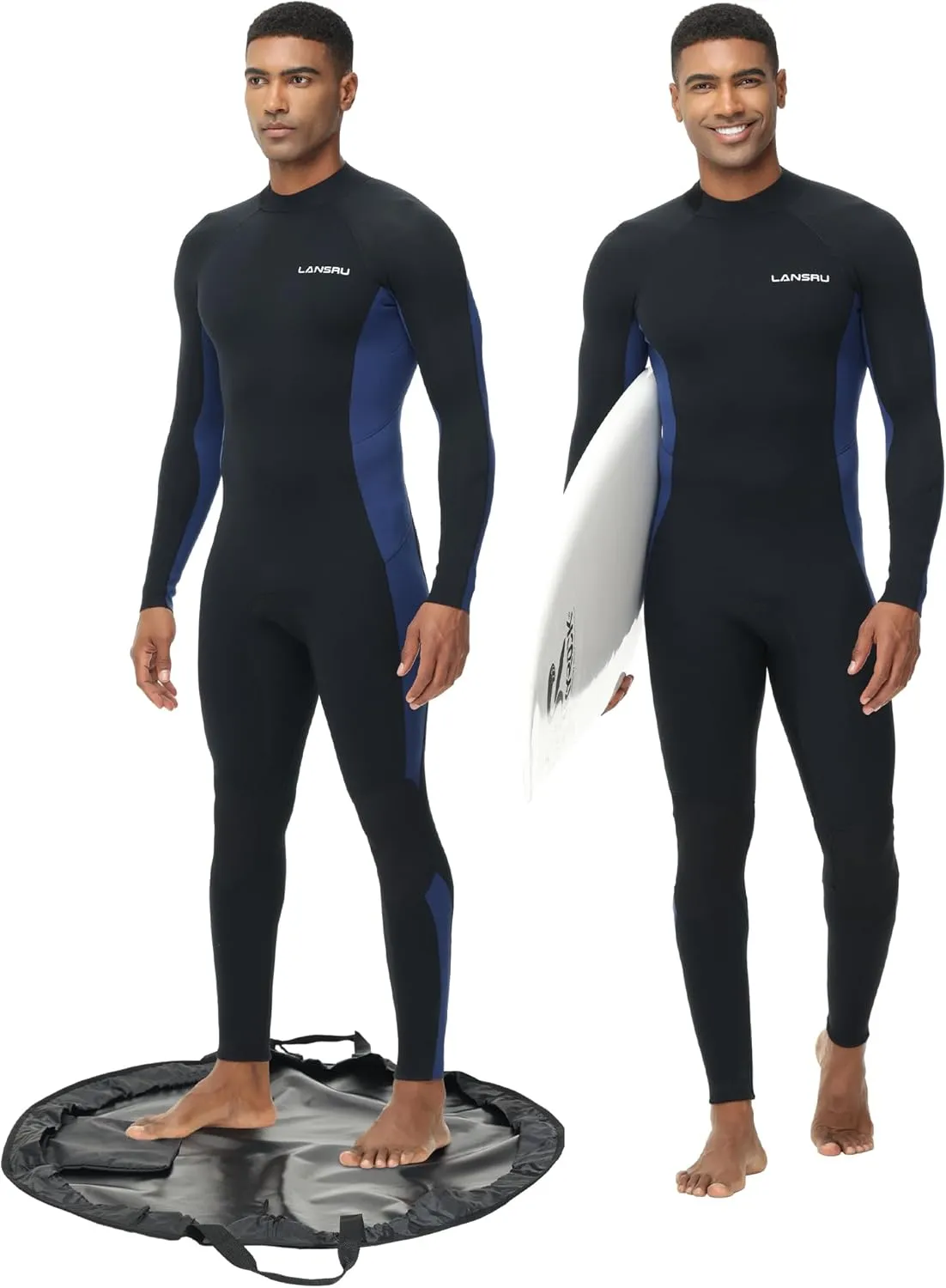 Wetsuits with Waterproof Changing Mat Bag, Upgrade CR Neoprene 3/2mm Full Suits, Ideal Thermal Diving Suit in Cold Water, Back Zip for Surfing Snorkeling Diving Swimming