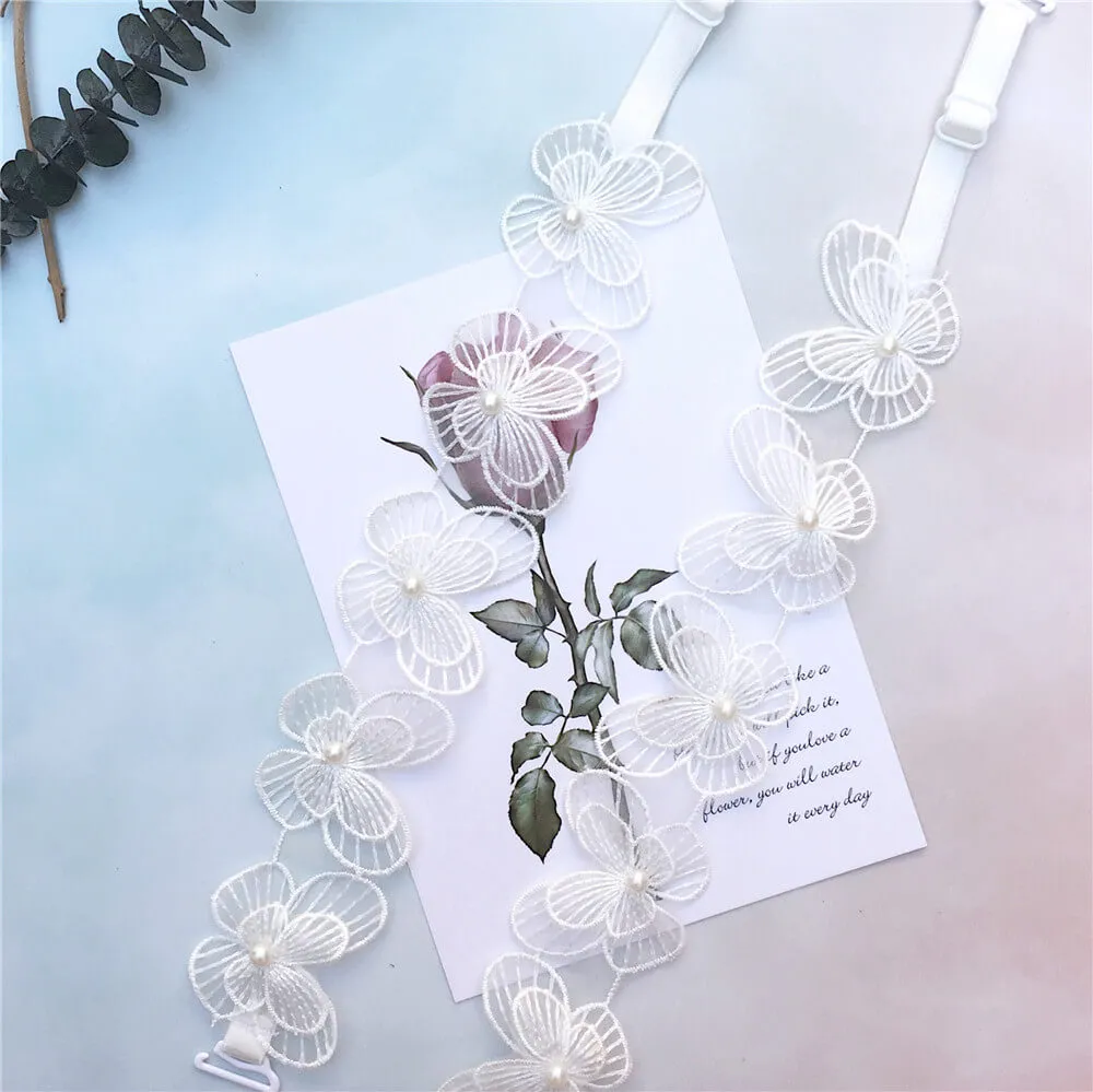 White Butterfly Lace Bra Straps