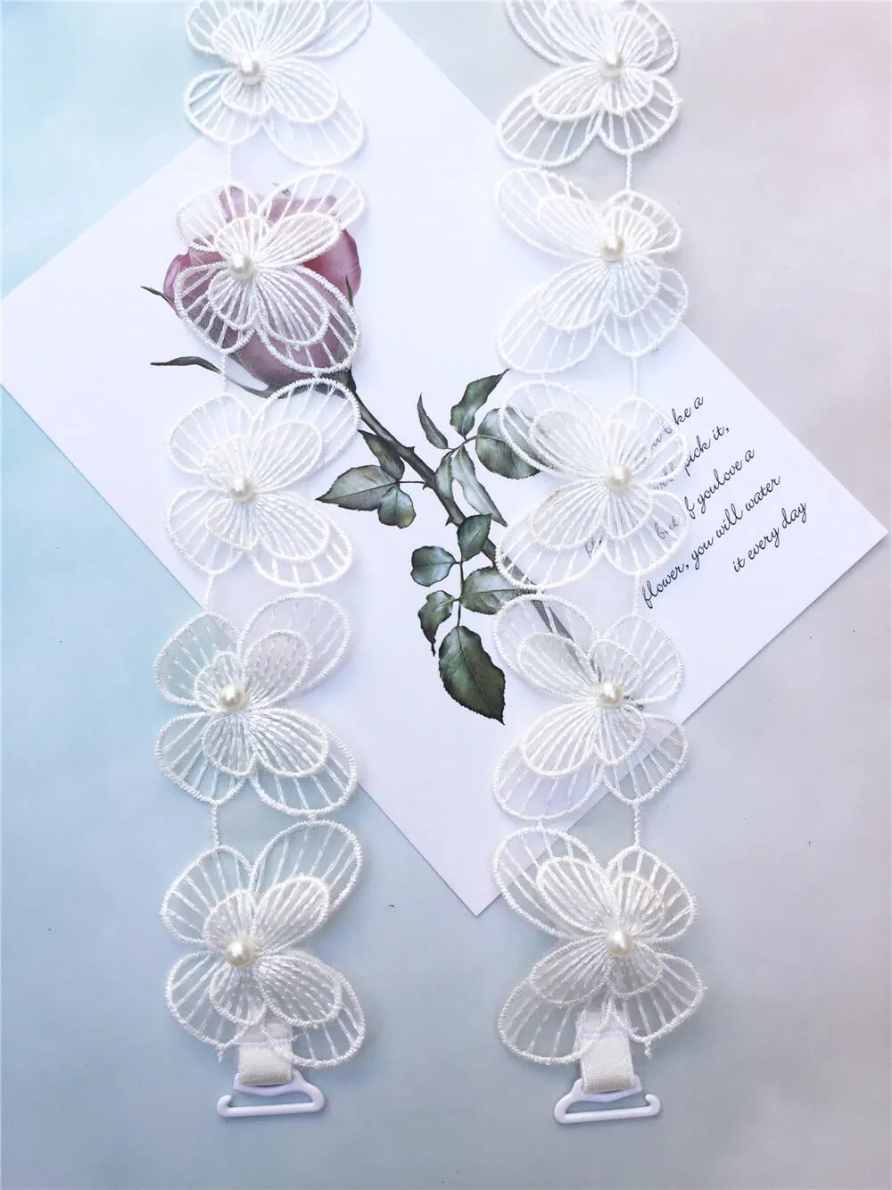 White Butterfly Lace Bra Straps
