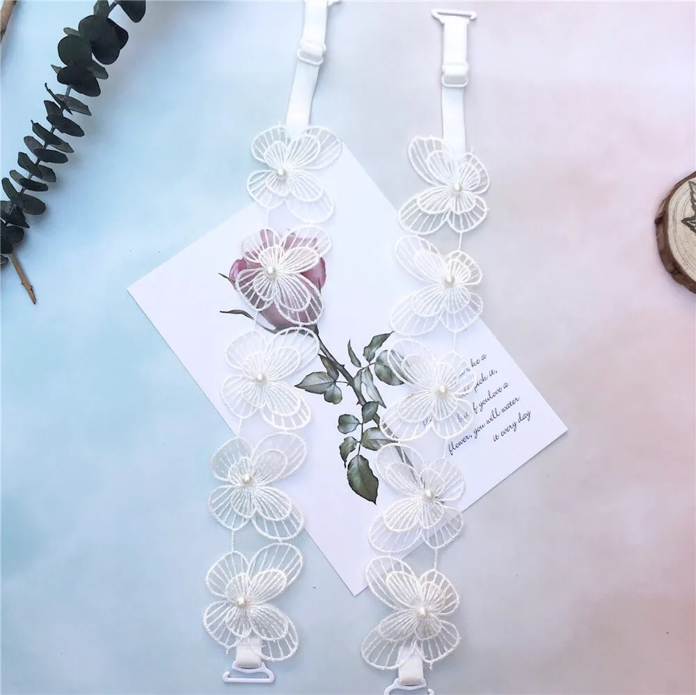 White Butterfly Lace Bra Straps
