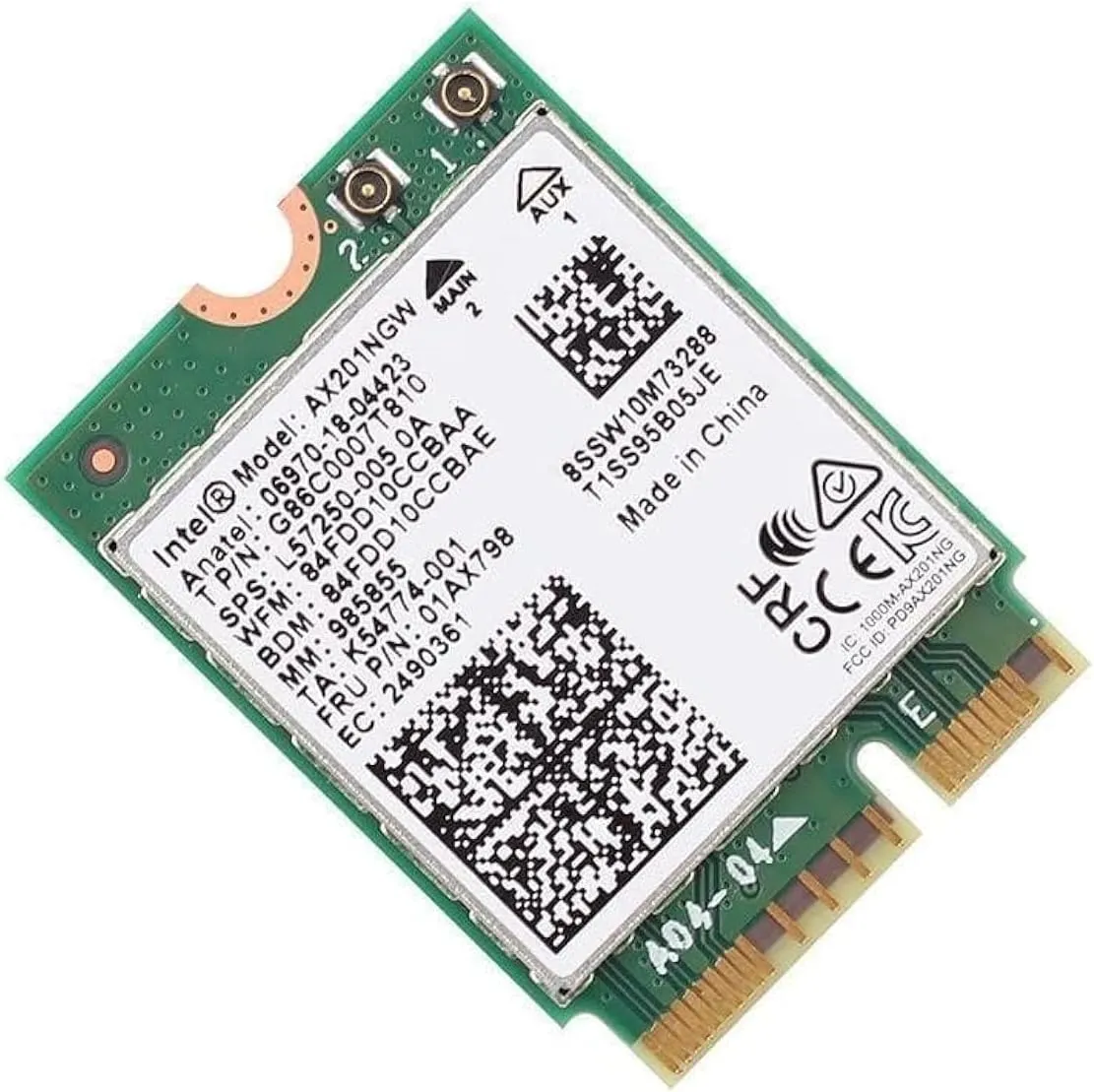 WiFi 6 Adapter for Intel AX201 | Dual Band Up to 2.4 Gbps | CNVio2 M.2 | Bluetooth 5.2 Support | Requires Intel 10th Gen and Above CPUs, Windows 10 & 11, Linux | AX201NGW (AX201)