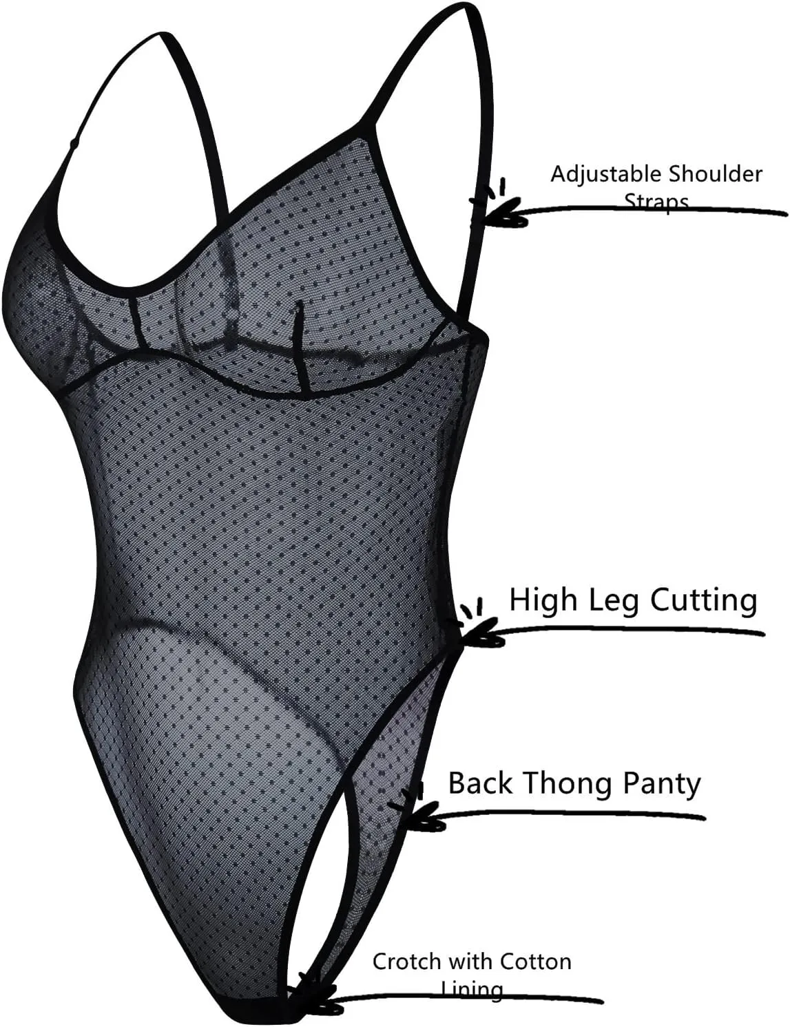 Women One Piece Sexy Lingerie Stretch Mesh Bodysuit Sheer Thong Teddy Leotard Rave Outfit Jumpsuit Tops