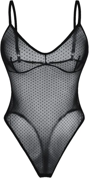 Women One Piece Sexy Lingerie Stretch Mesh Bodysuit Sheer Thong Teddy Leotard Rave Outfit Jumpsuit Tops