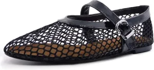 Women's Ballet Flats Mary Jane Shoes With Round Toe and Buckle Strap - Comfortable and Dressy