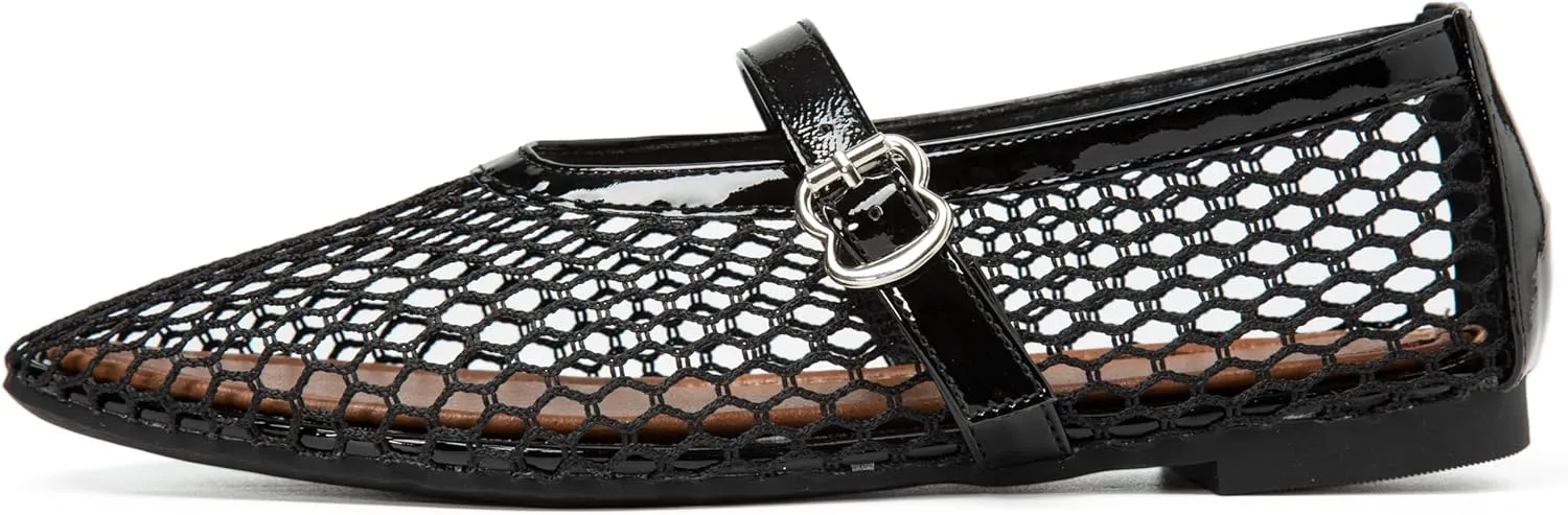 Women's Ballet Flats Mary Jane Shoes With Round Toe and Buckle Strap - Comfortable and Dressy