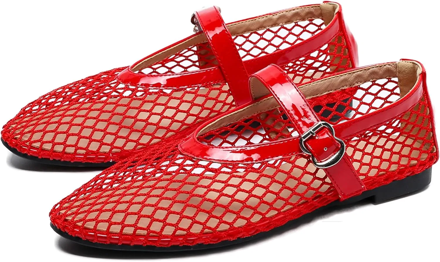 Women's Ballet Flats Shoes for Women Mesh Mary Jane Flats Fishnet Comfortable Dressy Netted Ballet Flats