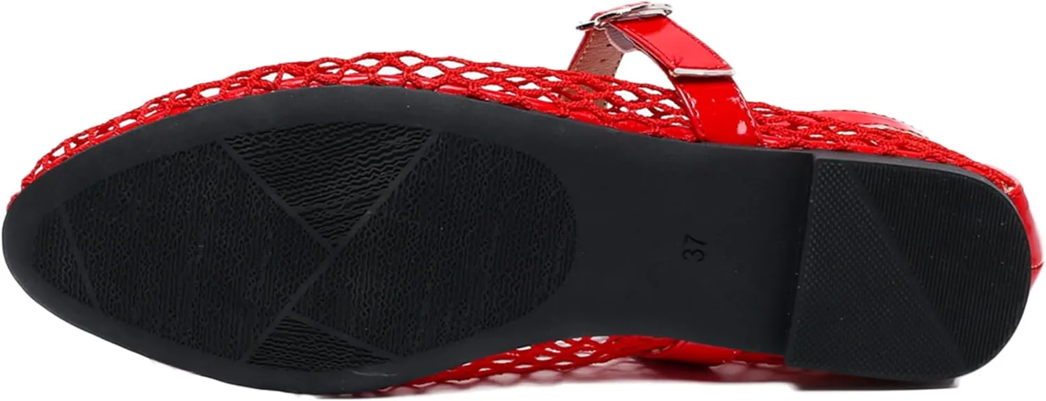 Women's Ballet Flats Shoes for Women Mesh Mary Jane Flats Fishnet Comfortable Dressy Netted Ballet Flats