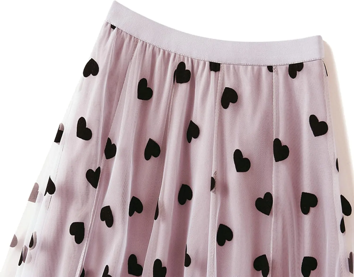 Women's Floral Print Mesh A-Line Midi Skirt 3D Posy Tulle Layered Skirt